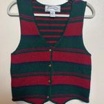 Vintage Nuggets Women’s Sweater Vest Button Down Red Green Stripe Holiday Medium Photo 0