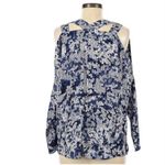 Juicy Couture  sequin print long sleeve cutout top‎ blue silver size L Photo 1
