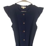 Monteau  Navy Blue Short Flutter Sleeve Belted Waist Pants Jumpsuit Women Sz XS Photo 2