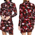 ALC Frank A.L.C. Silk Marcel Floral Draped Floral Stretch Mini Dress Black Pink Size 10 Photo 2