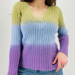 vintage y2k ombre crushed lavender sage green slouchy sweater v Photo 1