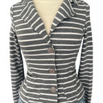 Wet Seal Vtg 90s  Striped Fitted Knit Patch Pockets Gray Blazer Size S Preppy Photo 0
