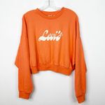 Levi's NWT LEVI’S Women's Retro Orange and White Logo Cropped Sweatshirt Sz. Large Photo 1