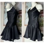 Victoria's Secret  Vintage Black Satin Flounce Mini Slip Dress Nightgown Size M Photo 2
