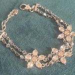 Brighton Vintage Flower of Dreams Floral Crystal Silver Tone Bracelet Retired Photo 0
