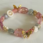 Elegant Pink and Gold Butterfly Bracelet Photo 0