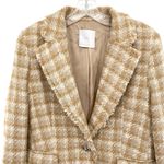Mango Tweed Blazer Jacket Jewel Button Closure Photo 4