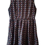 Vintage Blue Geometric print sundress Medium mini Y2K​ sleeveless cowgirl boho Photo 0