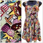 Folter Sleeveless Fit & Flare Retro Pop Comic Novelty Above Knee Dress Women’s S Red Photo 1