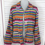 Chico's Chico’s Design Vintage Rainbow Striped Serape Jacket Large Multicolor Western Photo 0