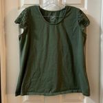 Pacific&Co d& Green Scoop Neck Lace Accent Sleeve Blouse L Photo 0