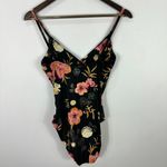 Newport News Sun Streak One Piece Swimsuit 12T Black Floral Asian Print Y2K Vtg Photo 4