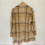 Anne Klein Tan Plaid Coat Soft Trench Open Drape Cardigan Beige Camel Black Neutral Photo 8