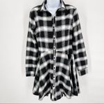 Missguided Plaid Check Black White Long Sleeve Button Down Skater Shirt Dress Photo 81