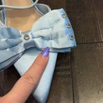 Lulus NWOT Light Blue Satin Rhinestone Bow Stiletto Heels Photo 10