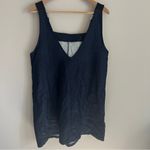 ASOS Denim Jean Jumper Dress Women’s Size US 10 Dark Blue Buckle Strap V Back Photo 1