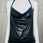 Sincerely Jules Nwt  sheer halter top black shine cropped shirt xl y2k style Photo 0