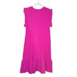 SheIn  Curve Sleeveless Tie Front Ruffle Hem Mini Dress Size 0XL Boho Summer Pink Photo 9