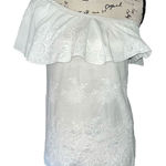 Allison Joy one shoulder embroidered eyelet ruffle blouse XS Photo 0