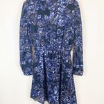 Parker  New York Asymmetrical Dress Blue Bonnet Faux Wrap Size Large Ruffle NWT Photo 4