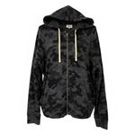 Sundry Women's Zip Hoodie Large Gray Camo Print French Terry Made in USA Casual Photo 1