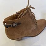 Lucky Brand Echoh Sesame Lace Zipper Ankle Bootie Heels EUC Sz 7.5 Leather Suede Photo 4