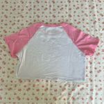 Papaya  Pink and White Raglan rhinestone heart crop top Photo 2