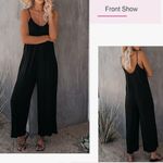 NWT Dokotoo Women's Black Loose Sleeveless Long Pant Jumpsuit with Pockets Large Photo 1