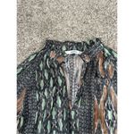 Summum Midi Dress with Ikat print Long Sleeve Flowy Boho Cinched Tie Waist S Black Photo 7