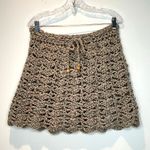 Hand made crochet knitted multicolor mini skirt scalloped hem & drawstring Photo 2