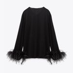 ZARA feathered flowy blouse Photo 4