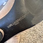 Karl Lagerfeld  Tan Suede Leather Loafers Womens 8 Gold Chain Hardware Preppy Photo 4