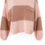American Eagle Striped Oversized Boxy Knit Loose Slouchy Sweater Top Pink Small Photo 4