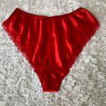 Delicates Red Satin Sleep Set  Lace Trimmed Sz Large Pajamas Photo 7