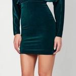 Nookie  Rumi Deep V Velvet Mini Dress in Teal Large Photo 0