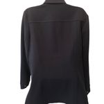 J.Jill  Wearever Button-Front Belted Woven Jacket Navy Size M Business Casual Photo 5