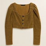 ZARA Mustard Button-Up Crop Top Photo 3