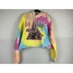 Def Leppard Animal Tie Dye Graphic Cropped Hoodie Sweatshirt women's Size Small Yellow Photo 3