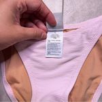 J.Crew Light Pink Ribbed Curved Waist Cheeky String Bikini Bottom Small NWT Photo 3