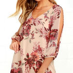 Lulu’s Shifting Dears Beige floral design L mini dress Pink Size L Photo 0