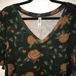 LuLaRoe Christy Tee Black w/ Pixelated Roses Sz 3X BNWT Floral V Neck Top Photo 2