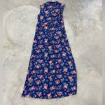 Vintage April Cornell Blue Floral Cottagecore Maxi Dress Size Small Pink Photo 4