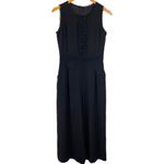 ZARA Eyelet Lace Sleeveless Wide Leg Black Jumpsuit Size Small Pockets Office Photo 14