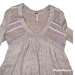 Free People  Tan Fuzzy Textured Bell Sleeve Alpaca Mohair Blend Sweater size XS Photo 4