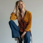 Moulinette Soeurs Anthropologie  Velvet Devore Art Deco Wrap Blouse Size Medium Photo 9