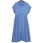 Fabrika Maxi Shirt Dress Blue & White Size Large Photo 1