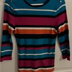 Ralph Lauren Lauren  turquoise pink black Striped Long Sleeve Top - Medium cotton Photo 0