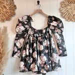 Buddy Love mini dress floral babydoll pleated balloon skirt Black Size M Photo 2