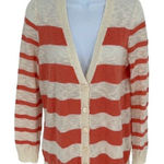 it's our time It’s Our Time striped‎ cardigan light weight peach and cream size Large Photo 0
