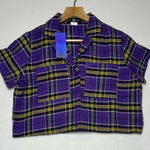 Daisy  Street NEW Purple & Yellow Check Punk Casual Grunge Ska Shirt Women size M Photo 0